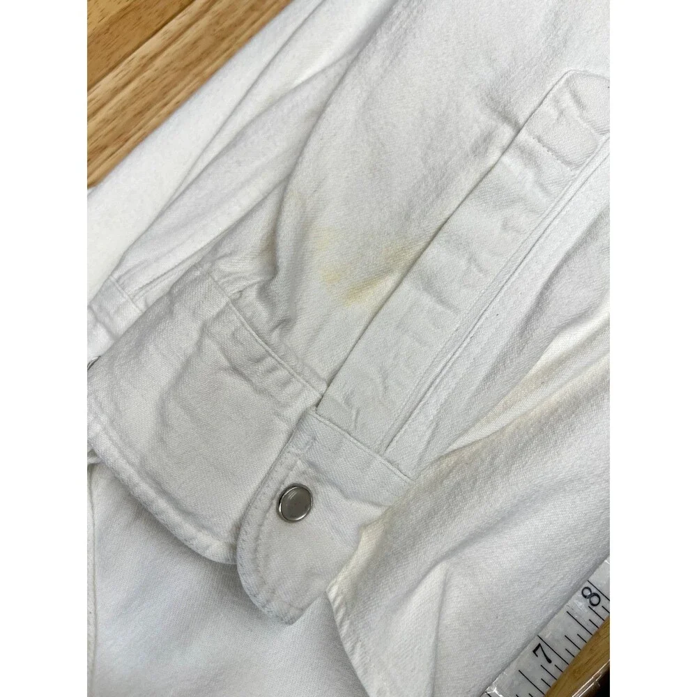 Banana Republic Adventure Outfitters Shirt L White Pearl Snap Safari 80s VTG